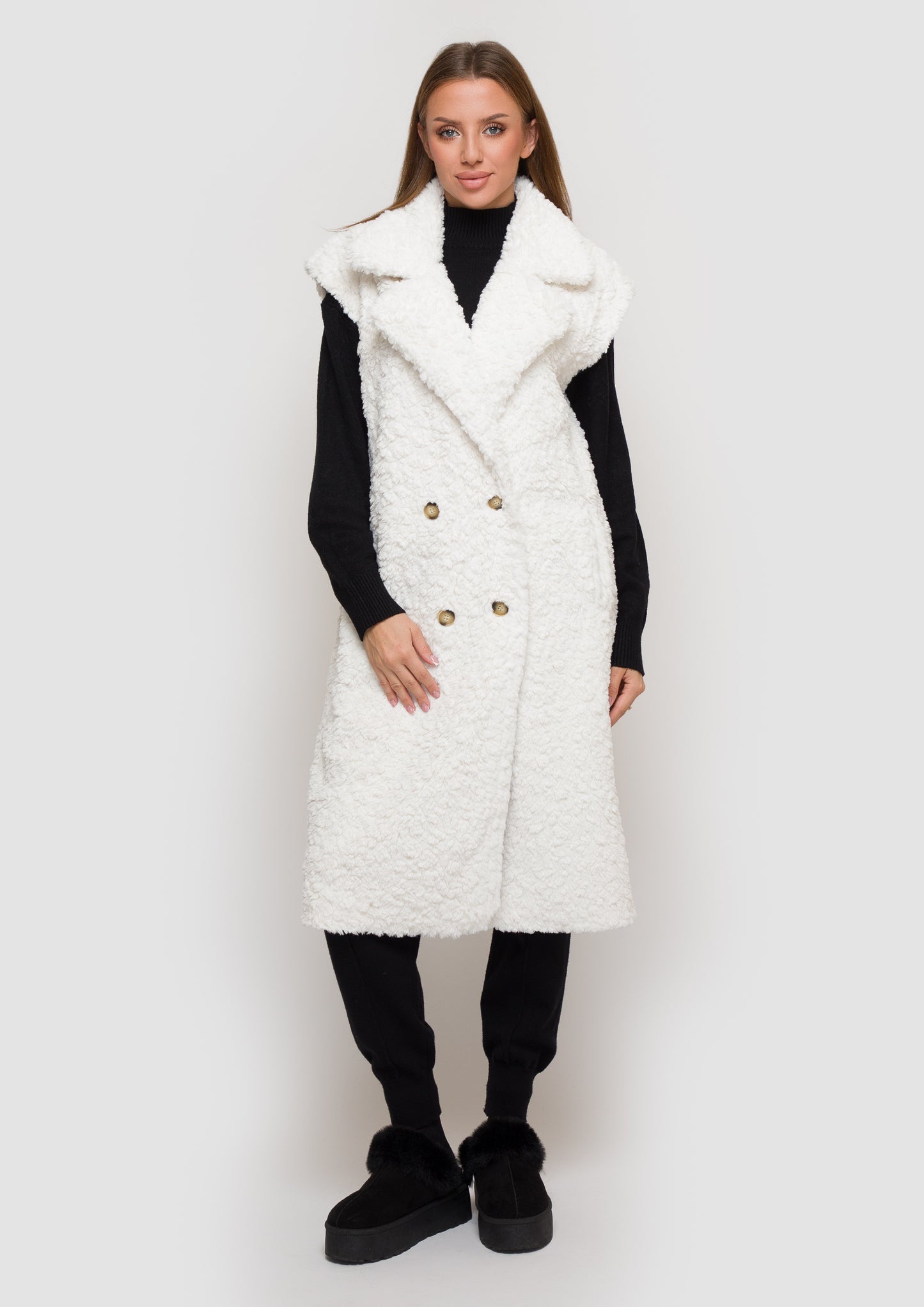 Double-sided eco fur vest