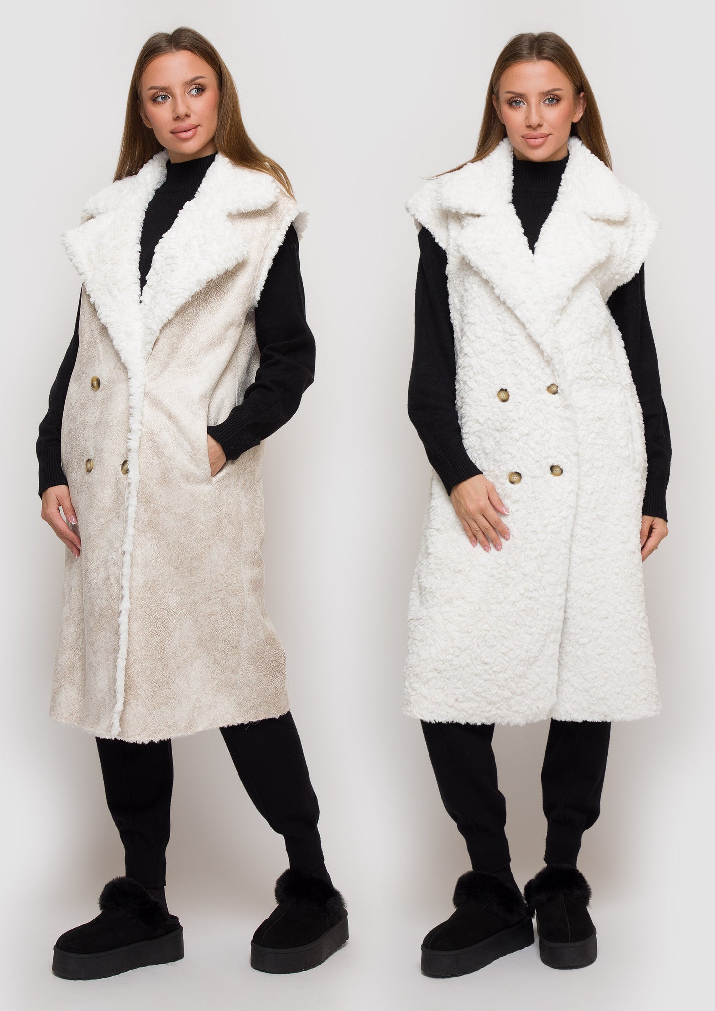 Double-sided eco fur vest
