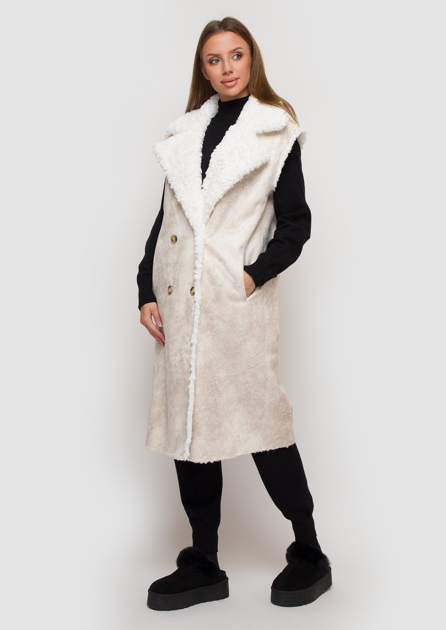 Double-sided eco fur vest