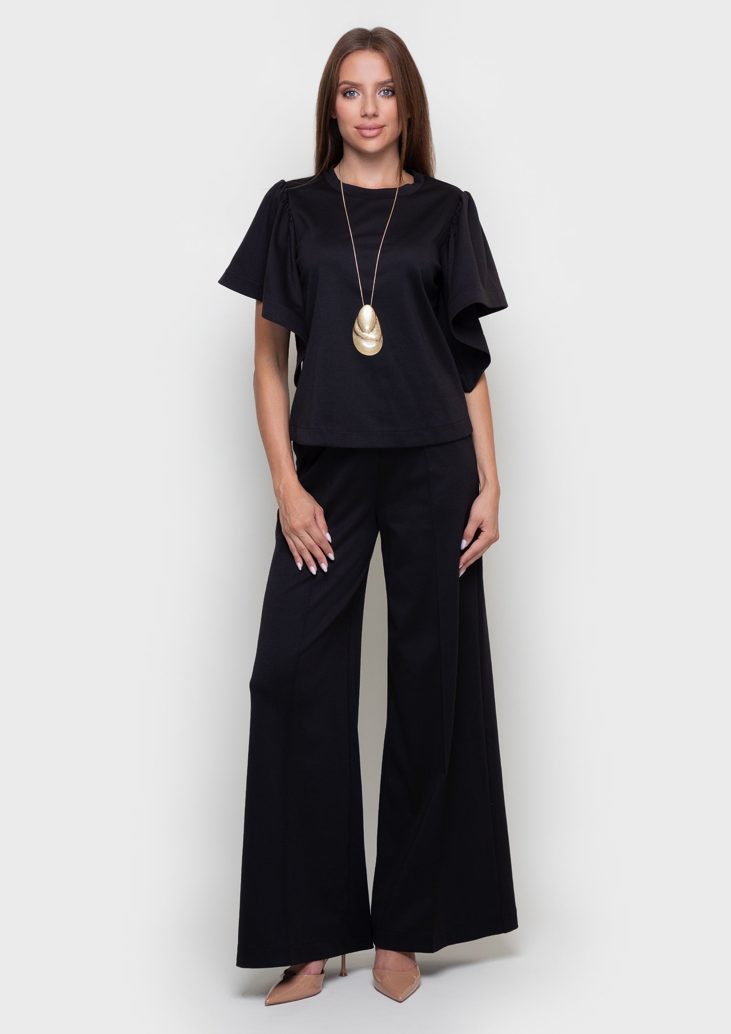 Chic Ruffle Sleeve Suit