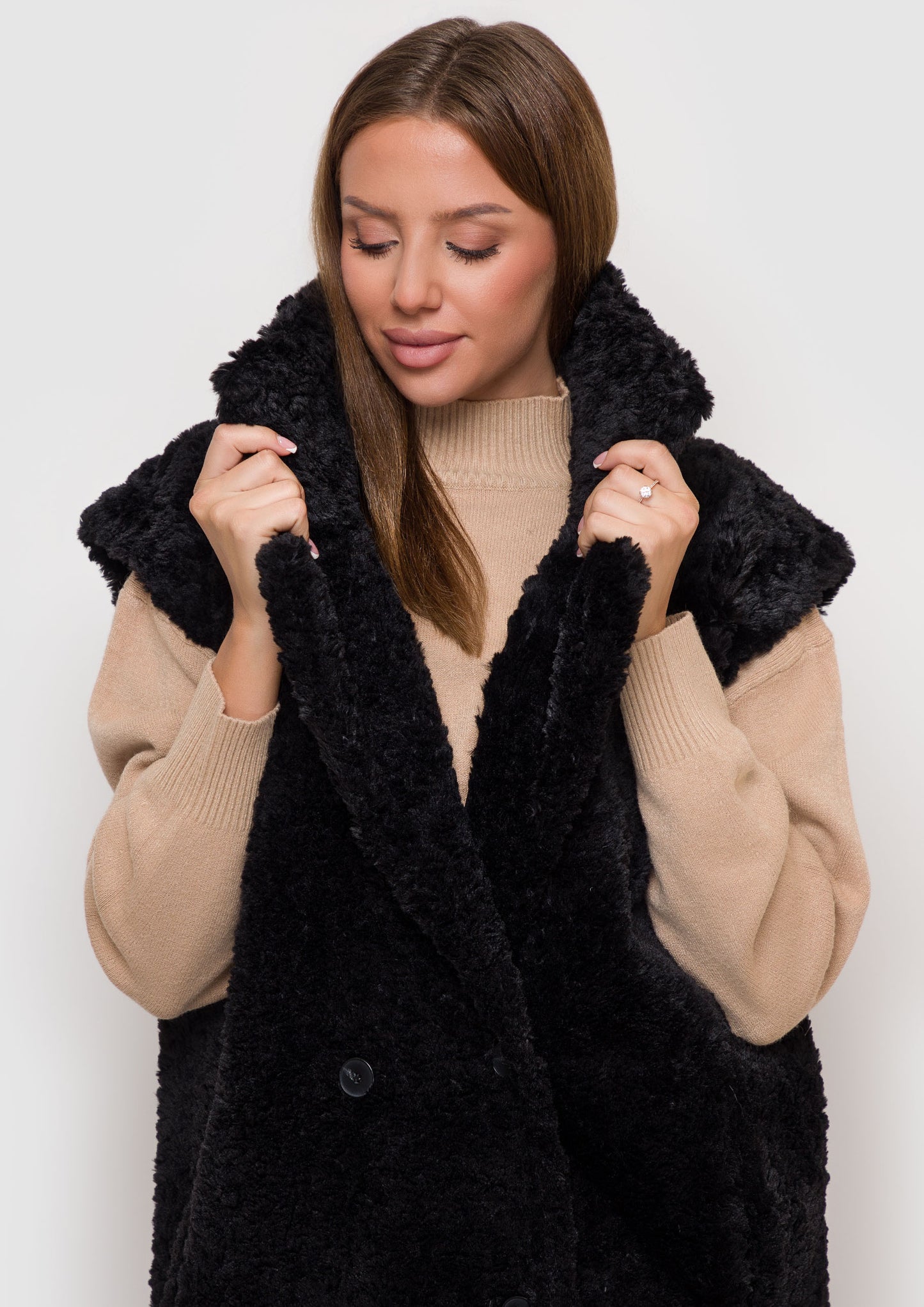 Double-sided eco fur vest