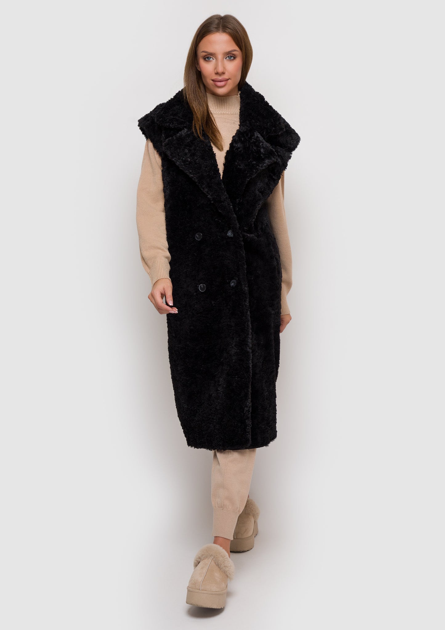 Double-sided eco fur vest