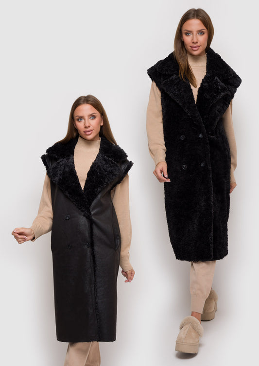 Double-sided eco fur vest
