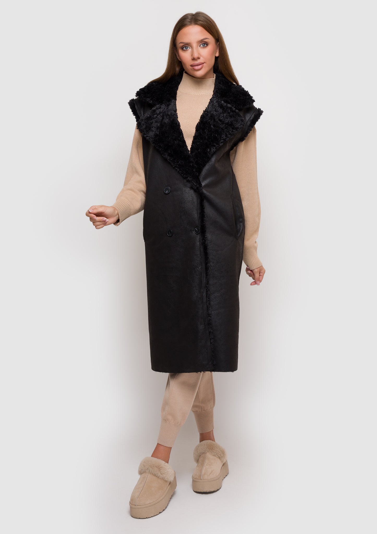 Double-sided eco fur vest