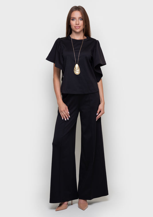 Chic Ruffle Sleeve Suit
