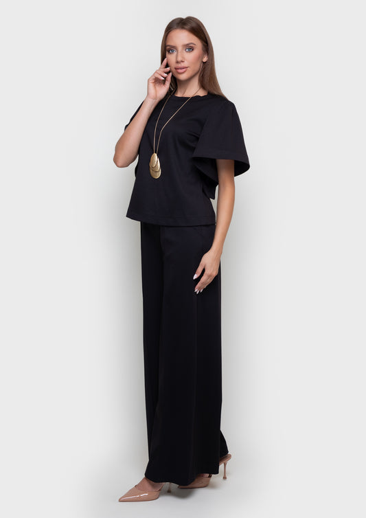 Chic Ruffle Sleeve Suit